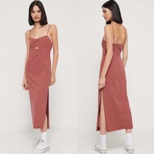 Abercrombie & Fitch Mauve Slip Midi Dress with Side Slit, Size Medium Petite